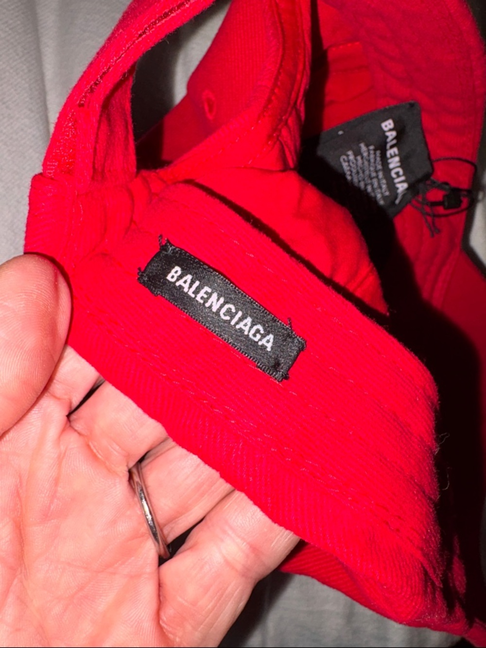 NWT Balenciaga Red Embroidered Logo Baseball Cap - Picture 3 of 5